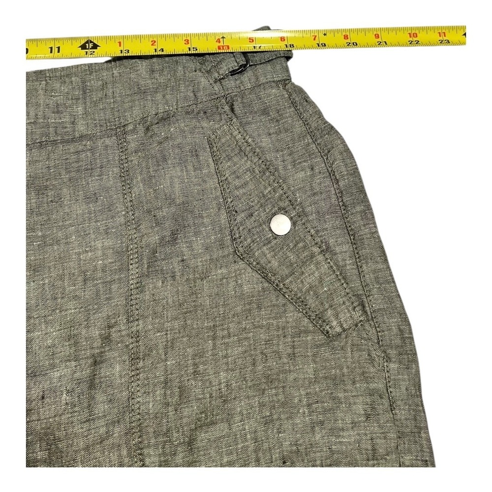 Athleta Voyager Linen Pants Women's 16 Olive Green Cropped Adjustable Waist - Picture 14 of 16